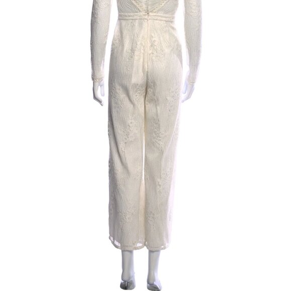 ALEXIS Cream Peekaboo Lace Crew Neck Jumpsuit Size: XS - Picture 4 of 4